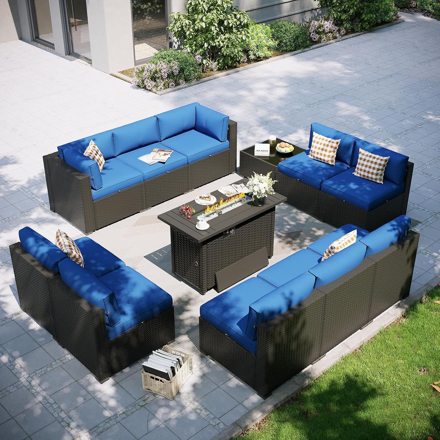 Outdoor Furniture Fire Pit Set - Ateş Çukuru Masa ile Veranda Mobilya