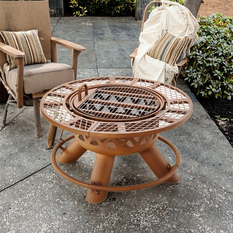 Outdoor Furniture Fire Pit Set - 2026 Modern Dış Mekan Çelik Kömürlü