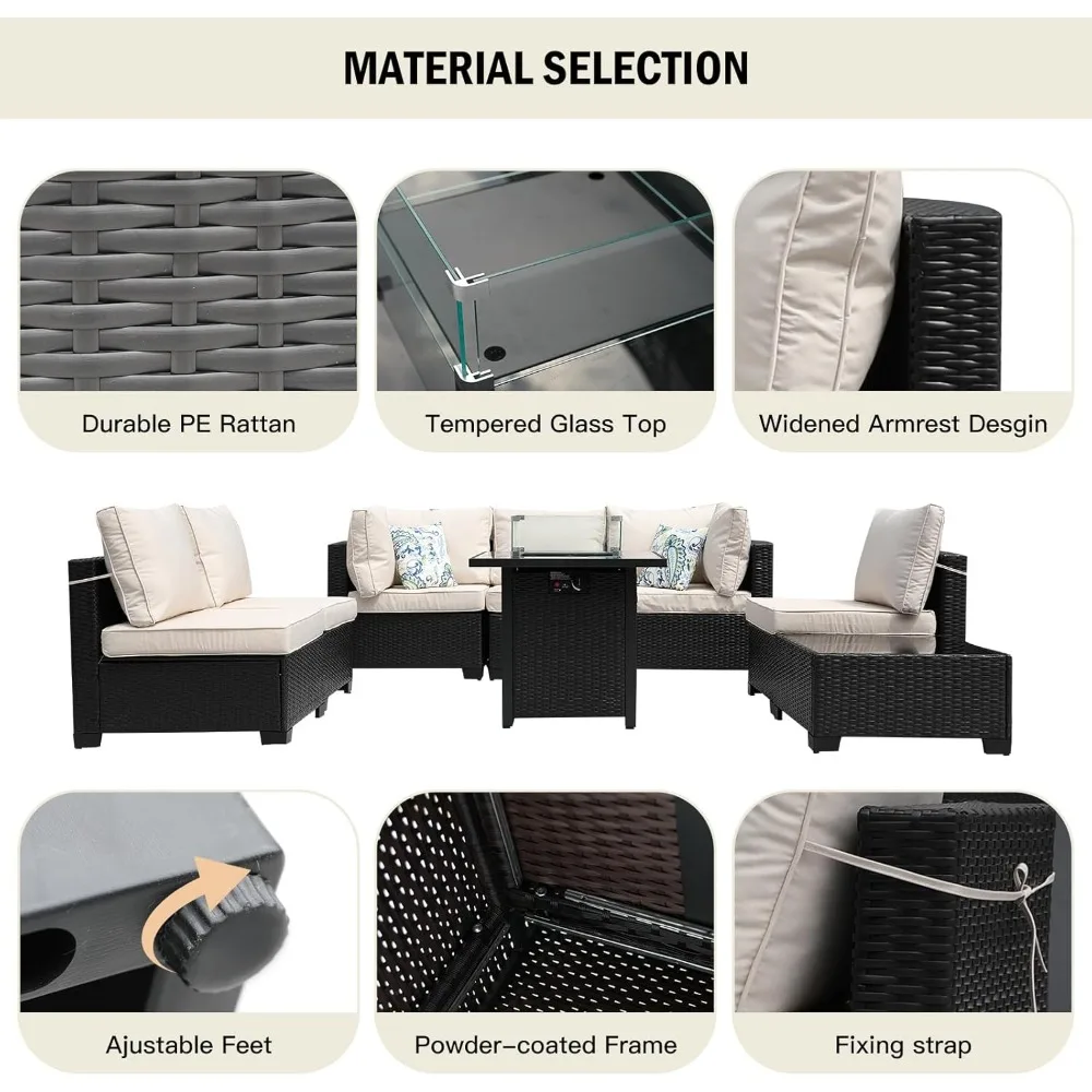 8 Parça Veranda Mobilyası Ratt - Outdoor Furniture Fire Pit Set incelemesi ve fiyatı