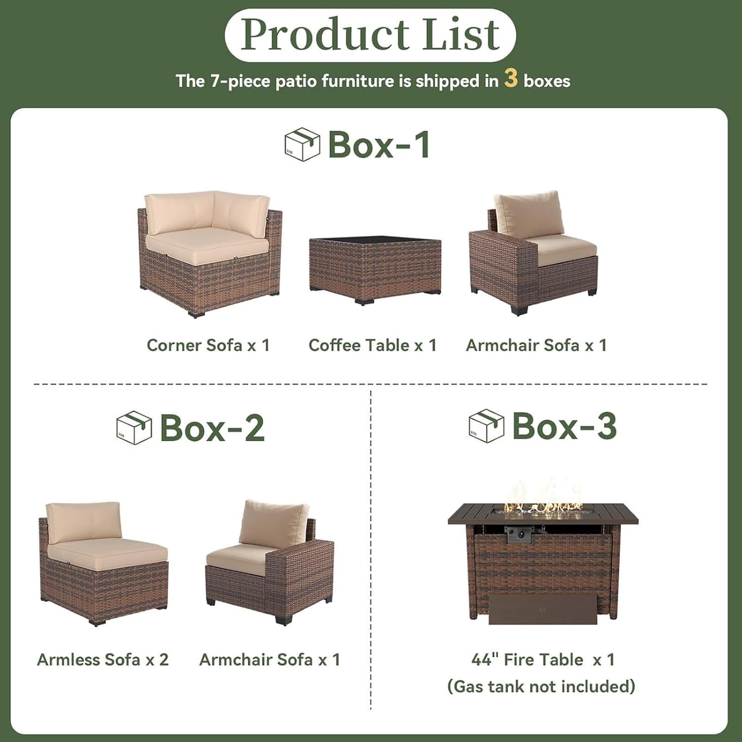 Geniş Kolçaklı ve 44 inç Ateş  - Outdoor Furniture Fire Pit Set incelemesi ve fiyatı