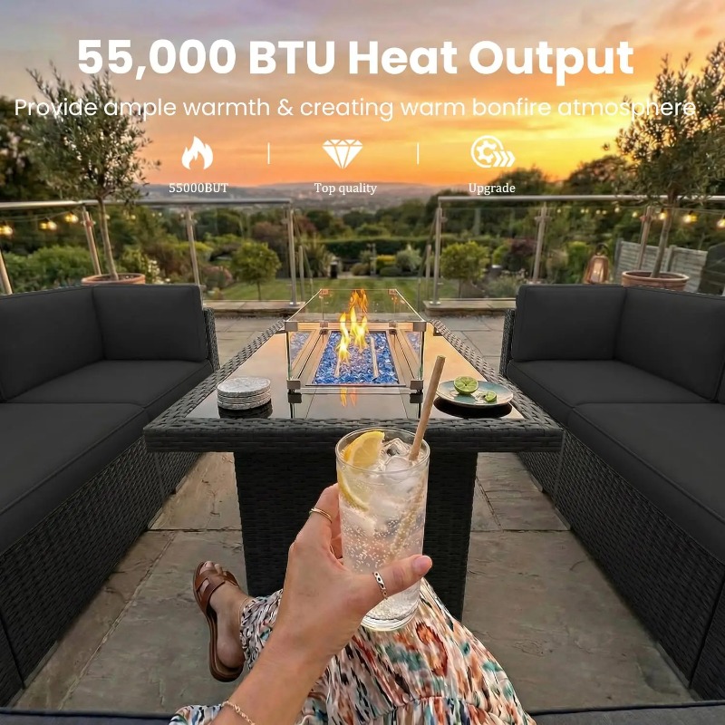 8 Parçalı Veranda Hasır Köşe K - Outdoor Furniture Fire Pit Set incelemesi ve fiyatı