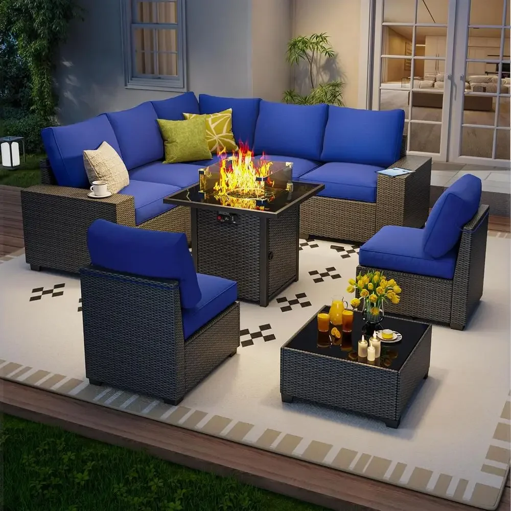 9 Parçalı Dış Mekan Veranda Mo - Outdoor Furniture Fire Pit Set incelemesi ve fiyatı