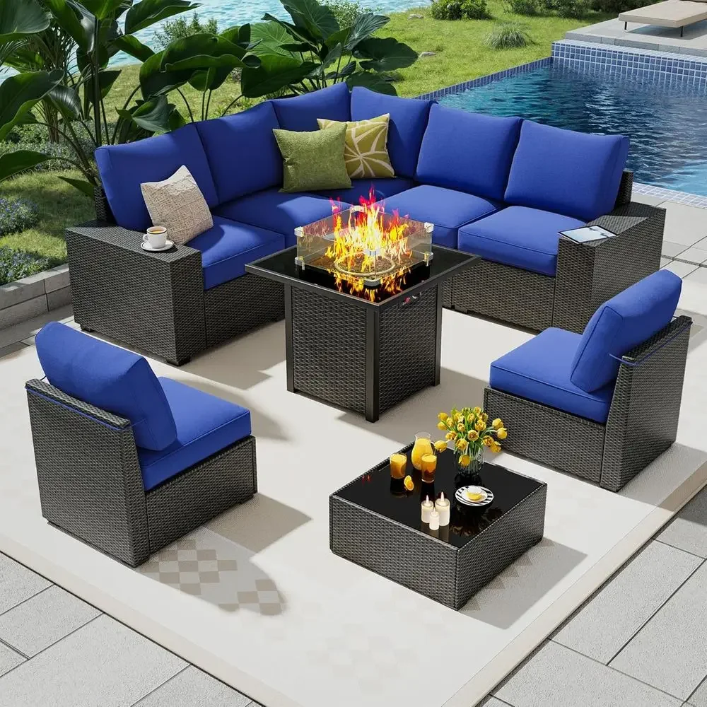 9 Parçalı Dış Mekan Veranda Mo - Outdoor Furniture Fire Pit Set incelemesi ve fiyatı