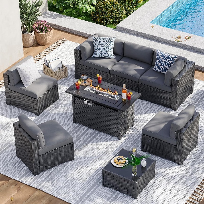 Aoxun 8 Parçalı Bahçe Mobilya  - Outdoor Furniture Fire Pit Set incelemesi ve fiyatı