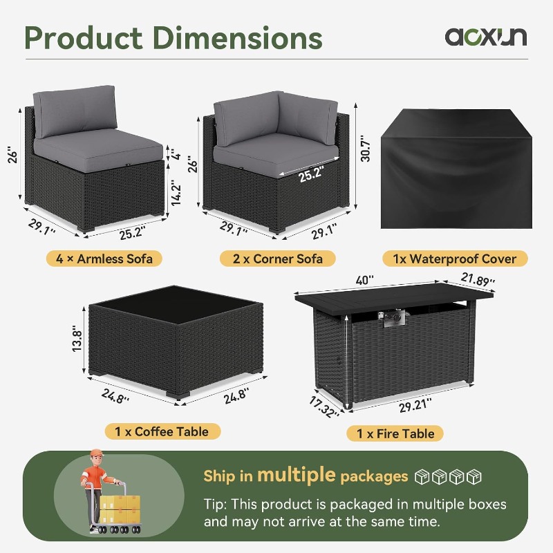 Aoxun 8 Parçalı Bahçe Mobilya  - Outdoor Furniture Fire Pit Set incelemesi ve fiyatı